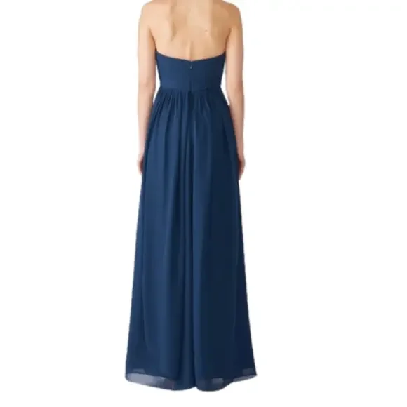 Jenny Yoo Navy Strapless Chiffon Maxi Formal Gown Dress-Size 4 - Picture 6 of 12
